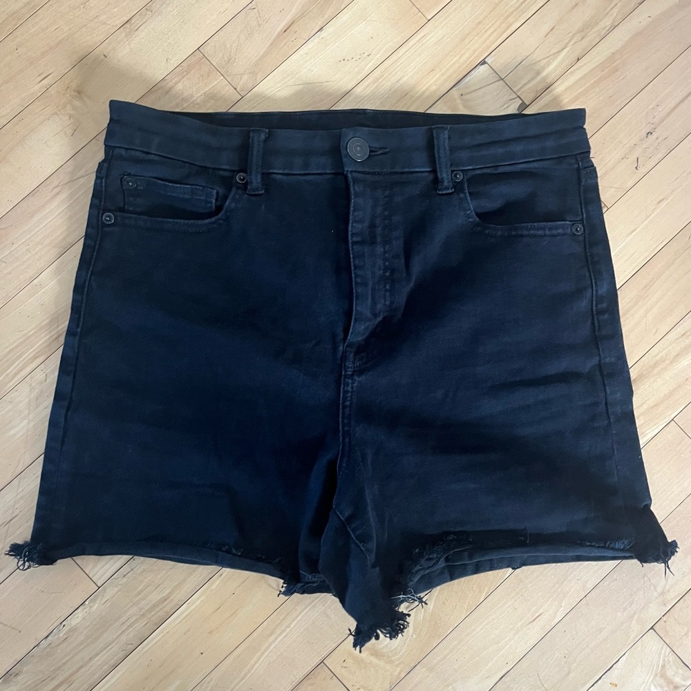 AE. Next Level Stretch High Waist Black Jean Shorts.